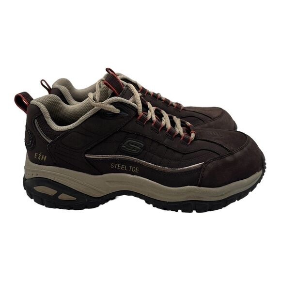 Skechers‎ Work Shoes Womens 9 Brown Choc Slip Resistant 76379 Steel Toe Leather - Picture 1 of 10